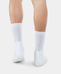 Modal Cotton Crew Length Socks with StayFresh Treatment - White-4