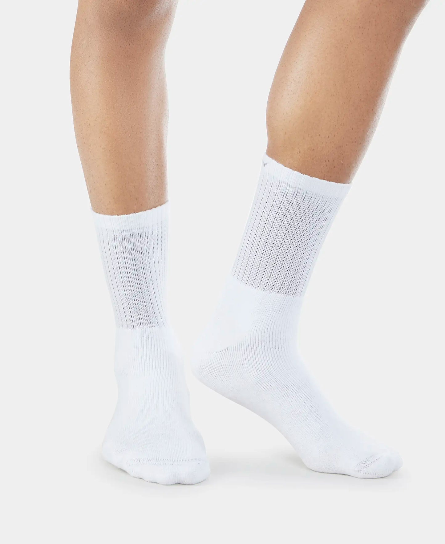 Modal Cotton Elastane Stretch Crew Length Socks with StayFresh Treatment - White