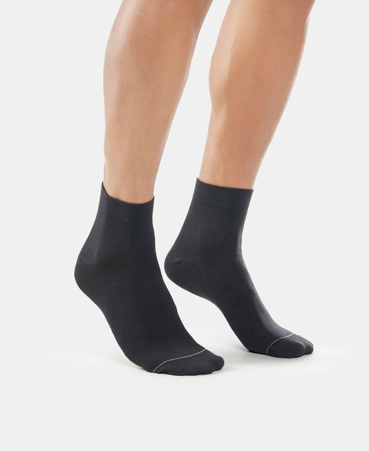 Modal Cotton Ankle Length Socks with StayFresh Treatment - Black-3