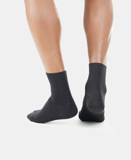 Modal Cotton Ankle Length Socks with StayFresh Treatment - Black-4