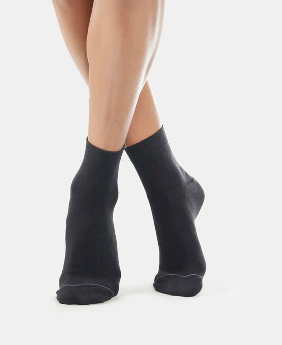 Modal Cotton Elastane Stretch Ankle Length Socks with StayFresh Treatment - Black