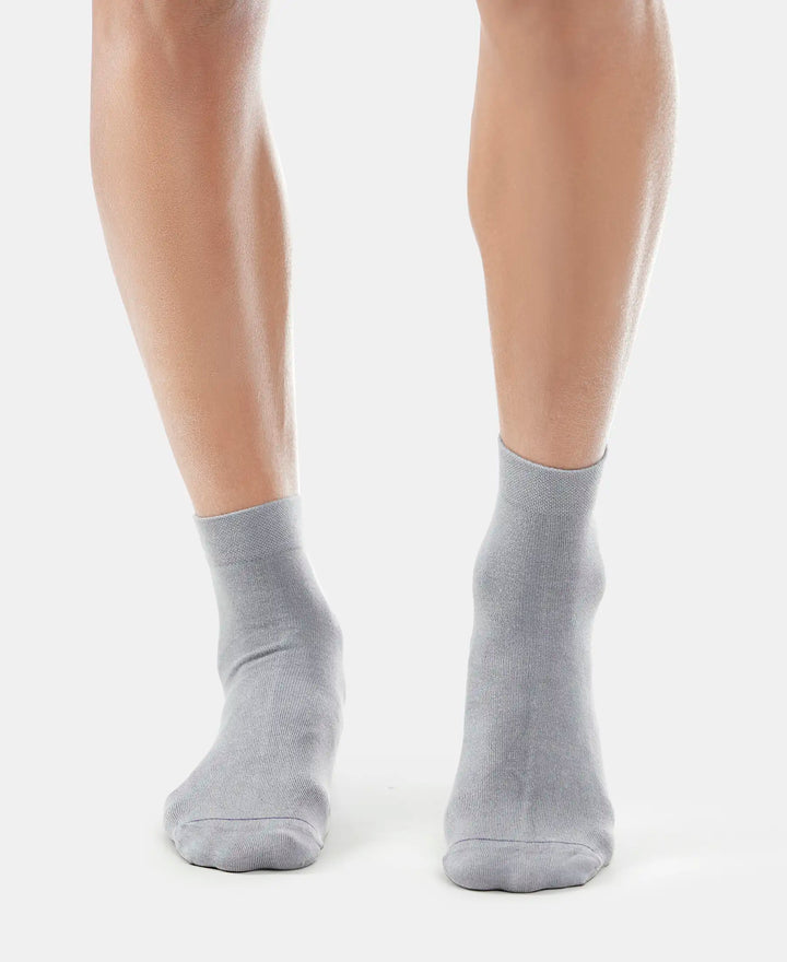 Modal Cotton Ankle Length Socks with StayFresh Treatment - Mid Grey-2