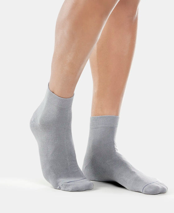 Modal Cotton Ankle Length Socks with StayFresh Treatment - Mid Grey-3