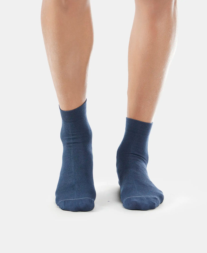 Modal Cotton Ankle Length Socks with StayFresh Treatment - Navy-2