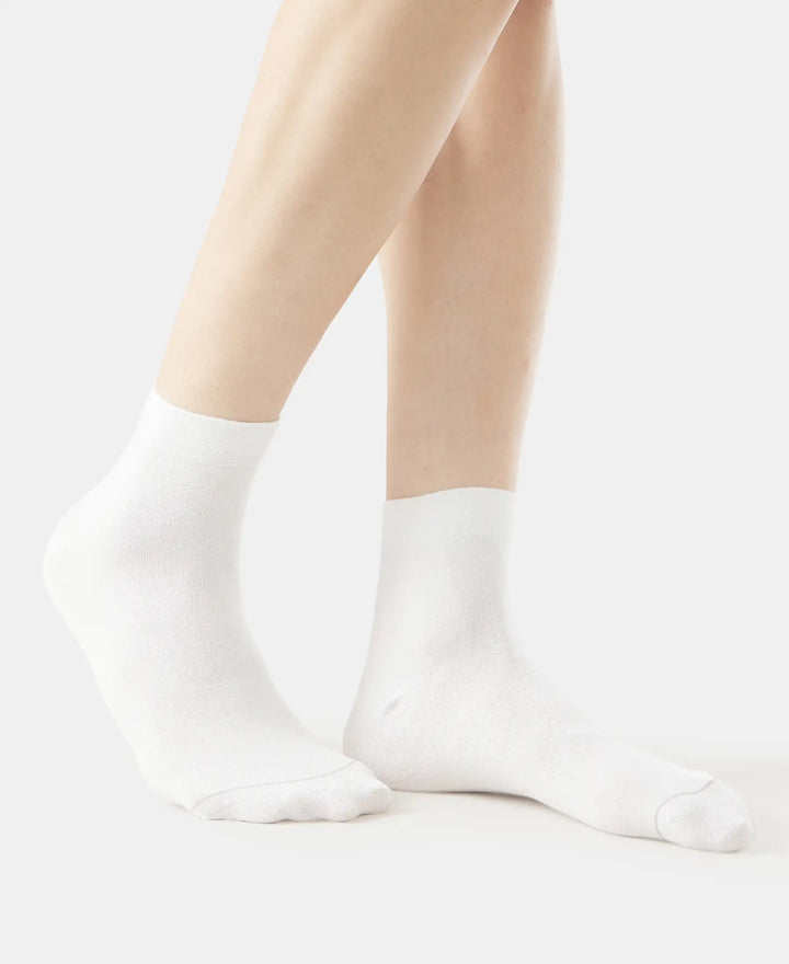 Modal Cotton Ankle Length Socks with StayFresh Treatment - White-3