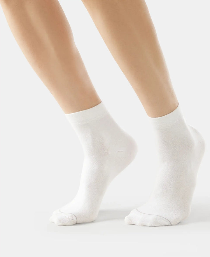 Modal Cotton Ankle Length Socks with StayFresh Treatment - White-4