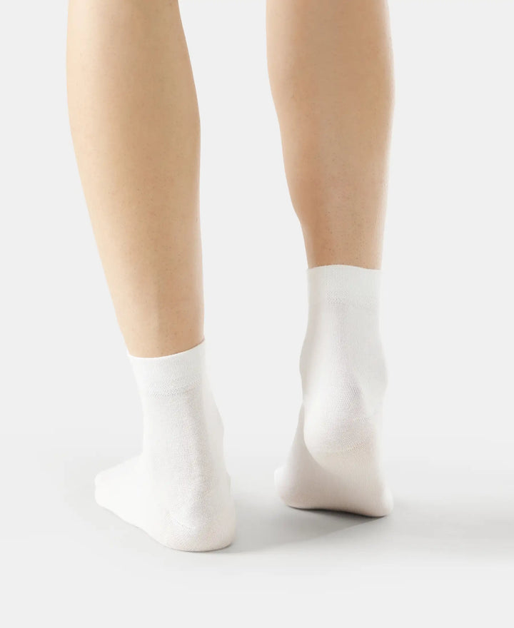 Modal Cotton Elastane Stretch Ankle Length Socks with StayFresh Treatment - White