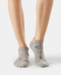 Compact Cotton Stretch Low Show Socks with StayFresh Treatment - Light Grey Melange & Navy-2