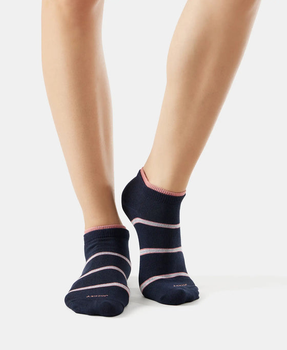 Compact Cotton Stretch Low Show Socks with StayFresh Treatment - Light Grey Melange & Navy-3
