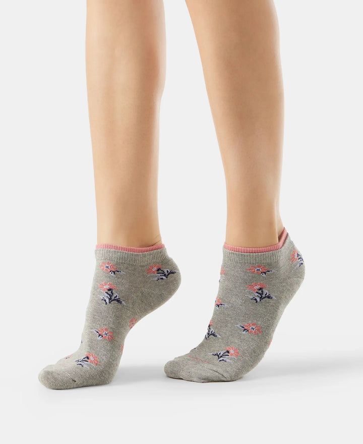 Compact Cotton Stretch Low Show Socks with StayFresh Treatment - Light Grey Melange & Navy-6
