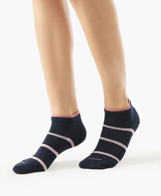Compact Cotton Stretch Low Show Socks with StayFresh Treatment - Light Grey Melange & Navy-7