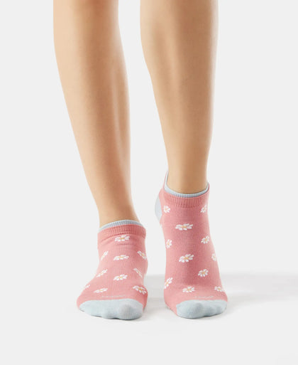 Compact Cotton Stretch Low Show Socks with StayFresh Treatment - Niagara Mist & Brandied Apricot-2