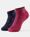 Compact Cotton Stretch Low Show Socks with StayFresh Treatment - Navy & Beet Red-1