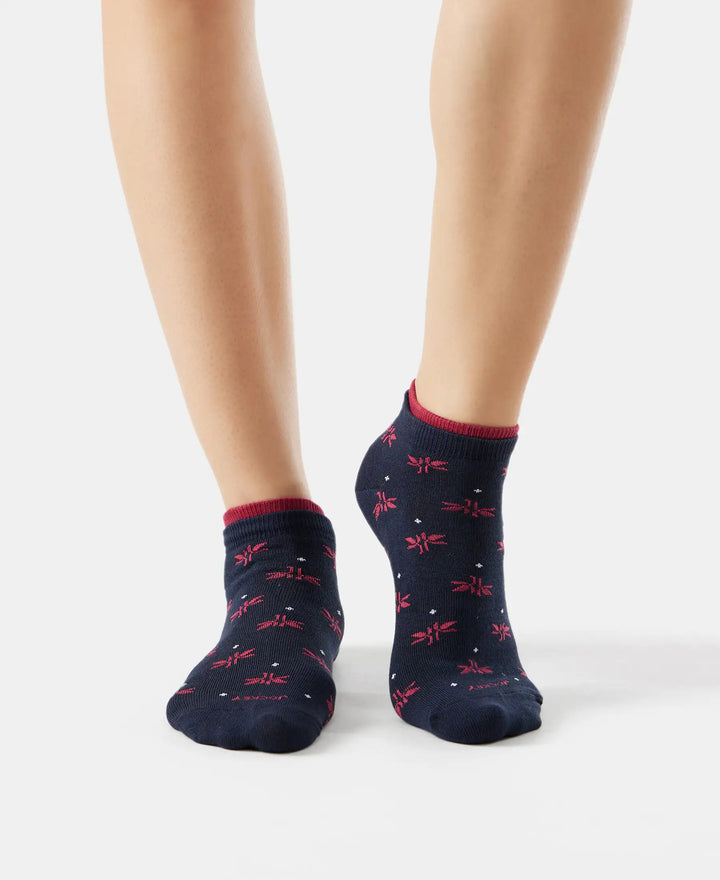 Compact Cotton Stretch Low Show Socks with StayFresh Treatment - Navy & Beet Red-3