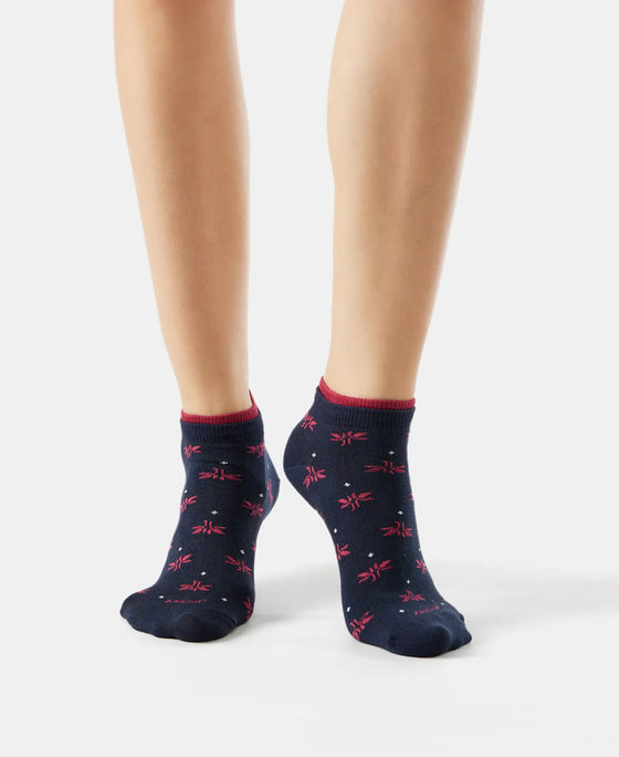 Compact Cotton Stretch Low Show Socks with StayFresh Treatment - Navy & Beet Red-7