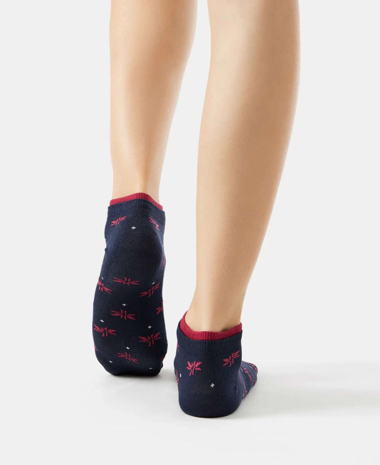 Compact Cotton Stretch Low Show Socks with StayFresh Treatment - Navy & Beet Red (Pack of 2)