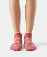 Compact Cotton Stretch Low Show Socks with StayFresh Treatment - Rose Gloud & Mauve Wood-3