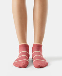 Compact Cotton Stretch Low Show Socks with StayFresh Treatment - Rose Gloud & Mauve Wood-3