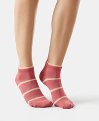 Compact Cotton Stretch Low Show Socks with StayFresh Treatment - Rose Gloud & Mauve Wood-5