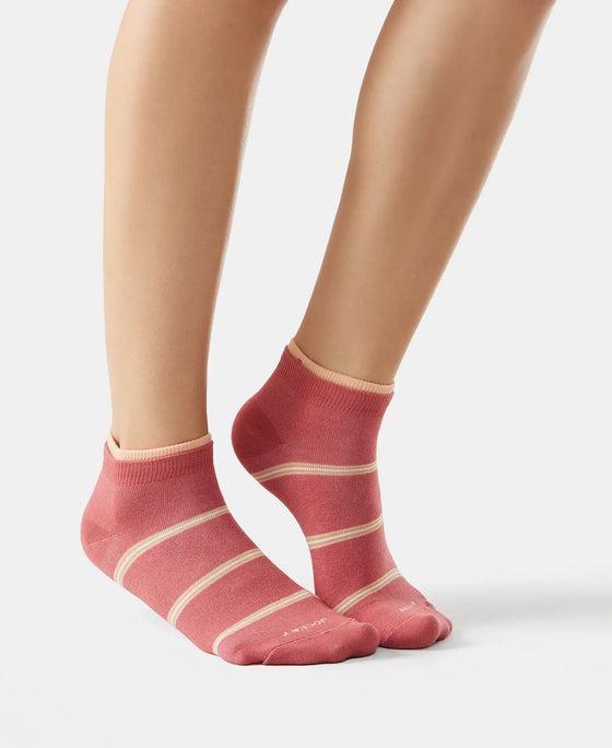 Compact Cotton Stretch Low Show Socks with StayFresh Treatment - Rose Gloud & Mauve Wood-7