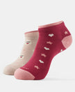 Compact Cotton Stretch Low Show Socks with StayFresh Treatment - Rose Smoke & Beet Red-1