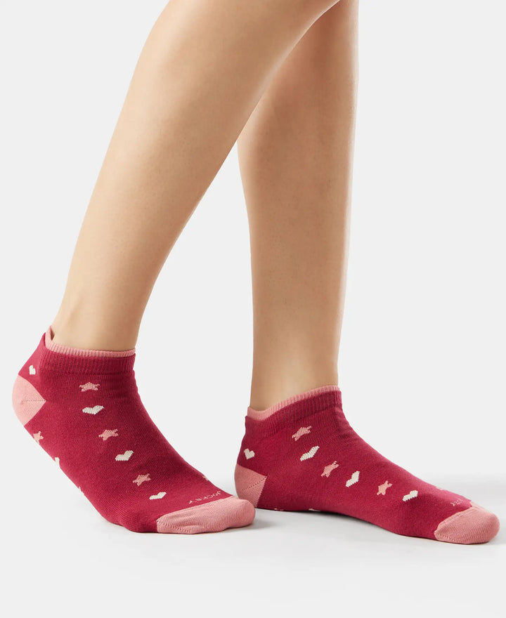 Compact Cotton Stretch Low Show Socks with StayFresh Treatment - Rose Smoke & Beet Red-5