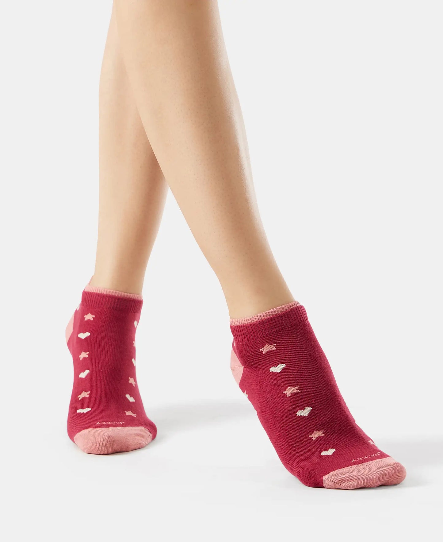 Compact Cotton Stretch Low Show Socks with StayFresh Treatment - Rose Smoke & Beet Red-7