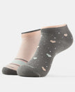 Compact Cotton Stretch Low Show Socks with StayFresh Treatment - Steel Grey & Peach Melba-1