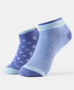 Compact Cotton Stretch Low Show Socks with StayFresh Treatment - Sky Melange & Dark Iris Melange-1