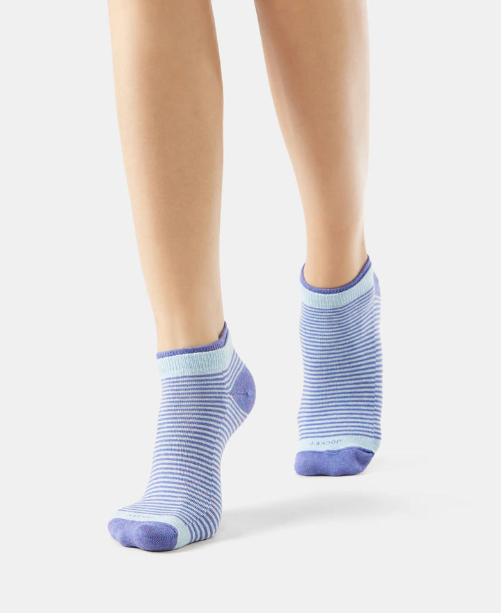 Compact Cotton Stretch Low Show Socks with StayFresh Treatment - Sky Melange & Dark Iris Melange-6