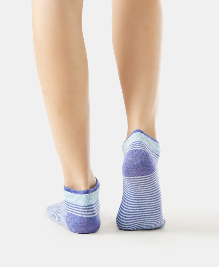 Compact Cotton Stretch Low Show Socks with StayFresh Treatment - Sky Melange & Dark Iris Melange-8