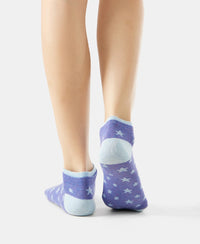 Compact Cotton Stretch Low Show Socks with StayFresh Treatment - Sky Melange & Dark Iris Melange (Pack of 2)