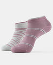 Compact Cotton Stretch Low Show Socks with StayFresh Treatment - Grey Melange & Grapeade-1