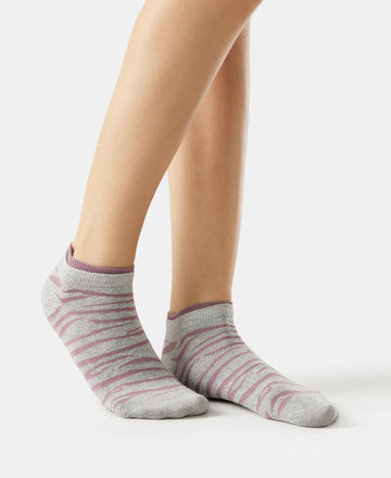 Compact Cotton Stretch Low Show Socks with StayFresh Treatment - Grey Melange & Grapeade-5