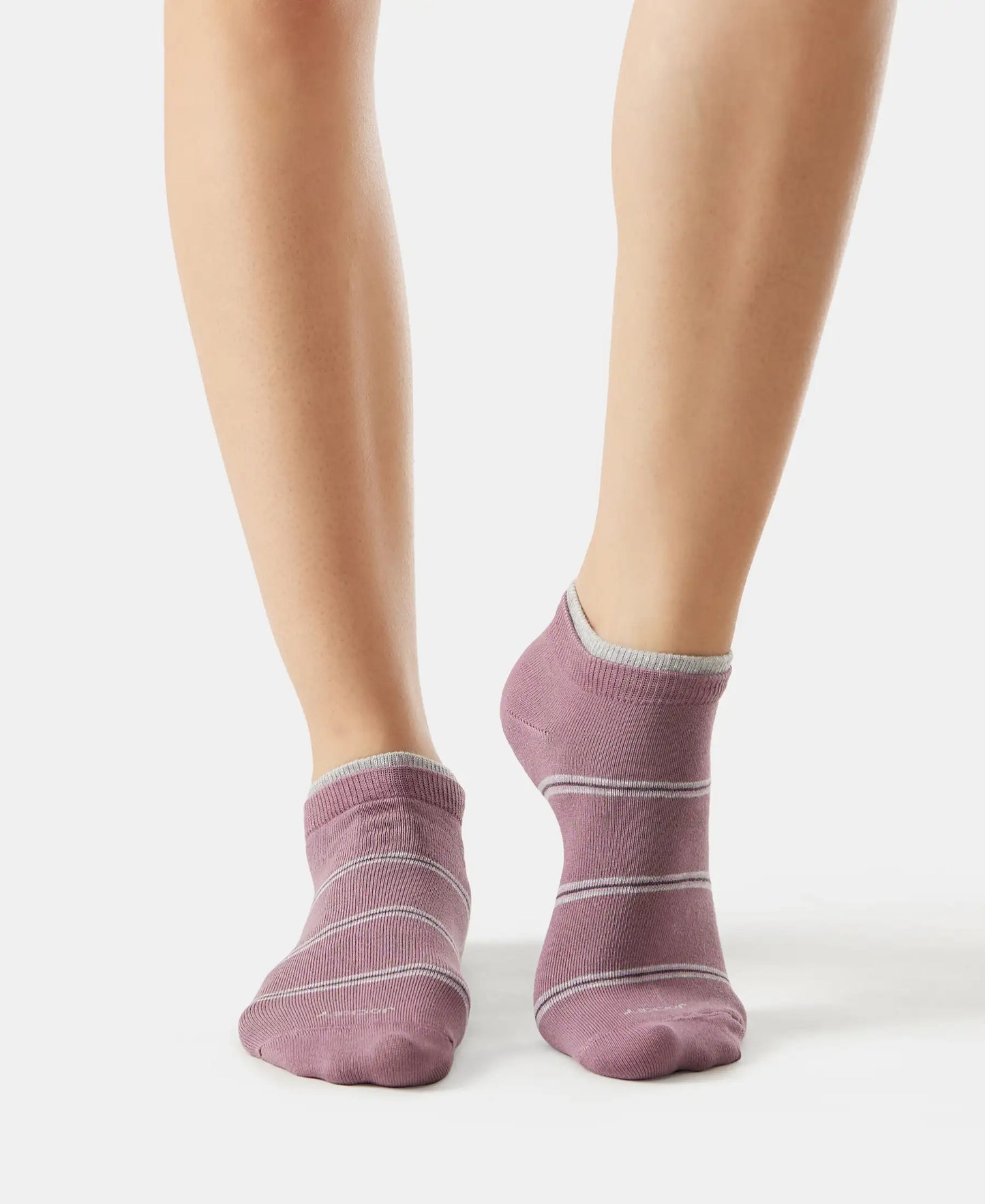 Compact Cotton Stretch Low Show Socks with StayFresh Treatment - Grey Melange & Grapeade-6
