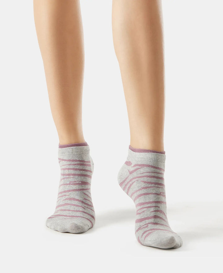 Compact Cotton Stretch Low Show Socks with StayFresh Treatment - Grey Melange & Grapeade-7