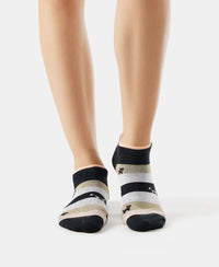 Compact Cotton Stretch Low Show Socks with StayFresh Treatment - White & Black-3