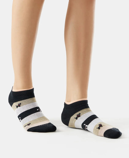 Compact Cotton Stretch Low Show Socks with StayFresh Treatment - White & Black-5