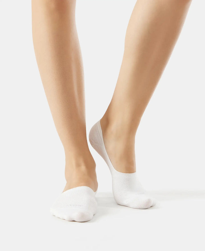 Microfiber and Compact Cotton Stretch No Show Socks with StayFresh Treatment - White-4