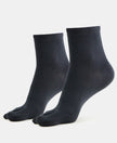 Compact Cotton Stretch Toe Socks with StayFresh Treatment - Black-1