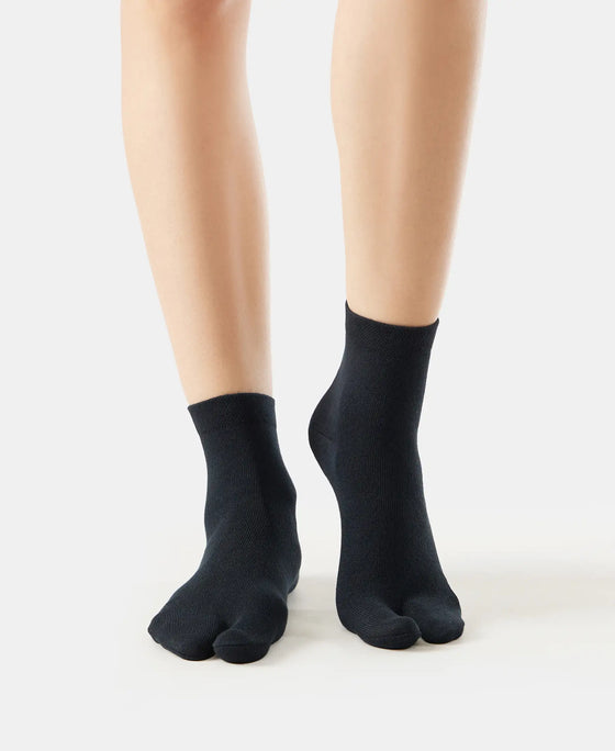 Compact Cotton Stretch Toe Socks with StayFresh Treatment - Black-2