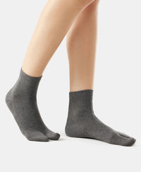 Compact Cotton Stretch Toe Socks with StayFresh Treatment - Charcoal Melange-3