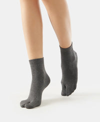 Compact Cotton Stretch Toe Socks with StayFresh Treatment - Charcoal Melange-4