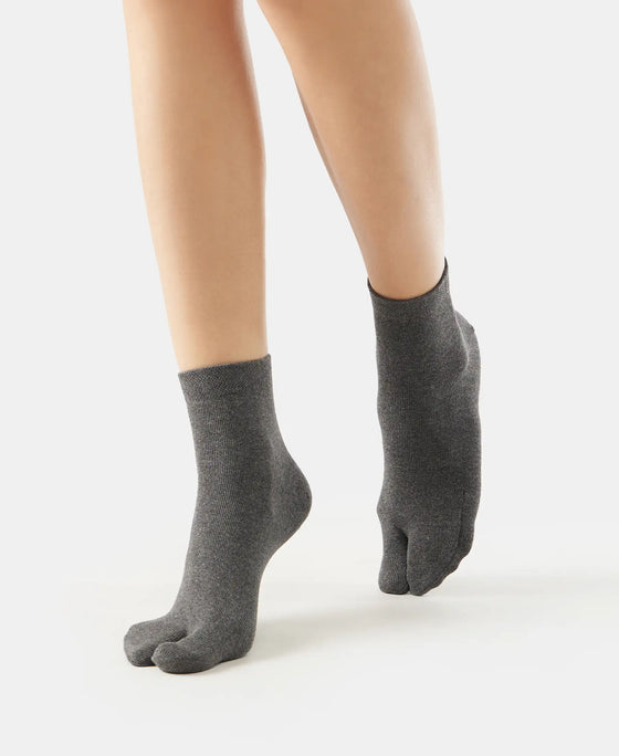 Compact Cotton Stretch Toe Socks with StayFresh Treatment - Charcoal Melange-4