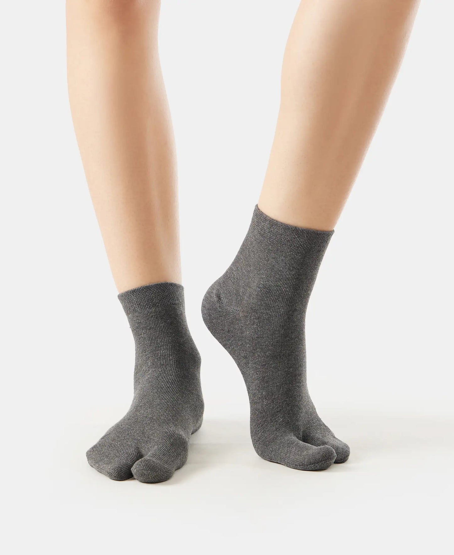 Compact Cotton Stretch Toe Socks with StayFresh Treatment - Charcoal Melange-2