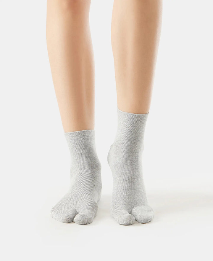 Compact Cotton Stretch Toe Socks with StayFresh Treatment - Grey Melange (Pack of 2)-2