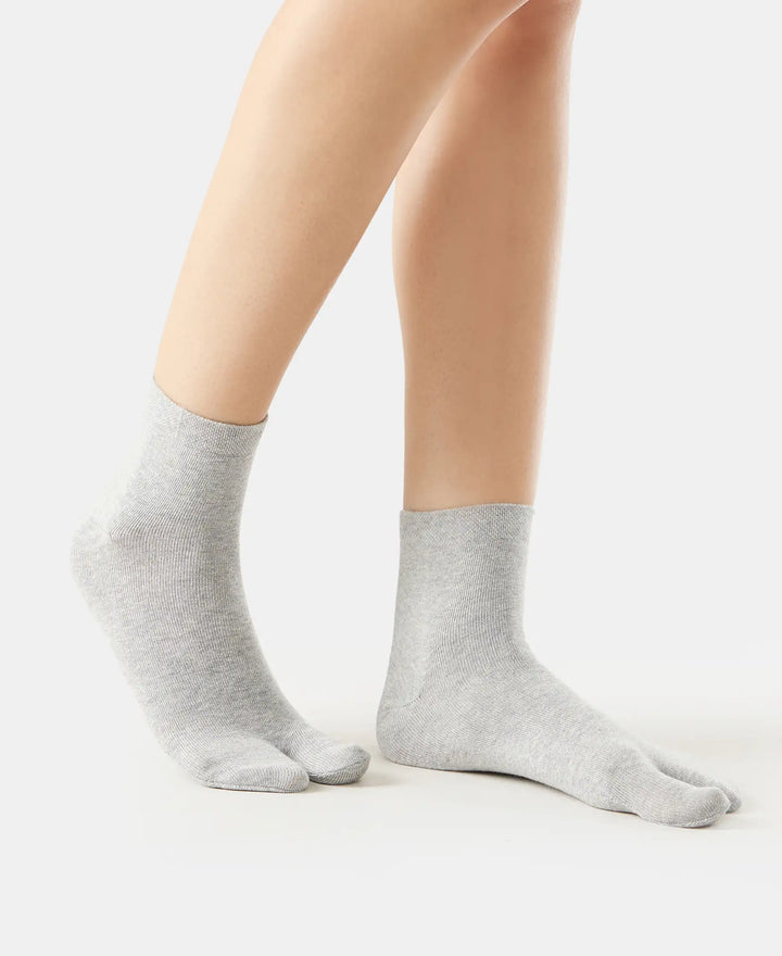 Compact Cotton Stretch Toe Socks with StayFresh Treatment - Grey Melange (Pack of 2)-3