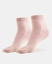 Compact Cotton Stretch Toe Socks with StayFresh Treatment - Pale Mauve-1