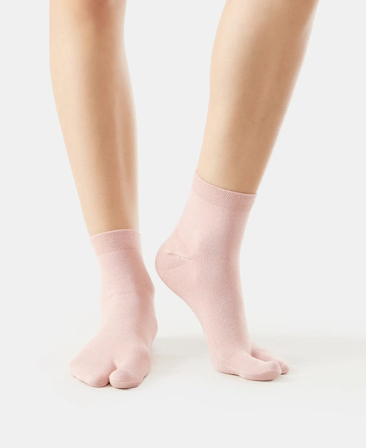 Compact Cotton Stretch Toe Socks with StayFresh Treatment - Pale Mauve-2