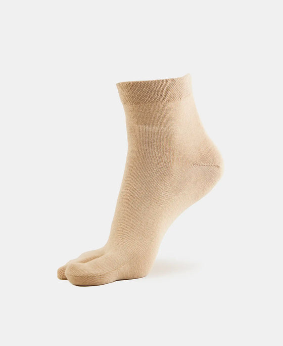 Compact Cotton Stretch Toe Socks with StayFresh Treatment - Skin (Pack of 2)-1